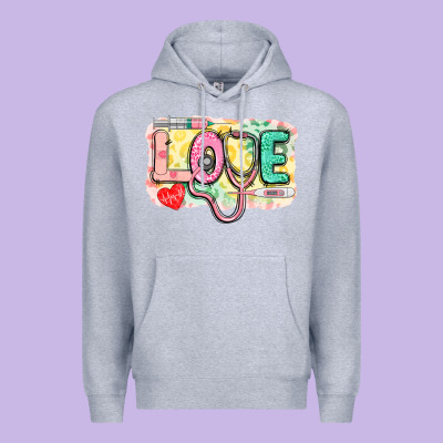 Love Nursing Leopard Background Premium Hoodie Designed By Cowgirlartshop