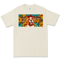 Bone beagle with sunflowers license plate Premium Tee - Artiststas