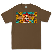 Cacao beagle with sunflowers license plate Premium Tee - Artiststas