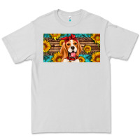 Dove Grey beagle with sunflowers license plate Premium Tee - Artiststas