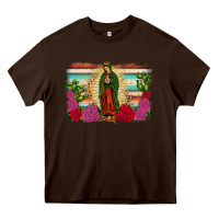 Chocolate Brown western our lady of guadalupe Heavy Core Tee - JahusDesignShop