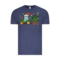 Vintage Denim christmas tractor Vintage Tee - MaliasSmallBusiness