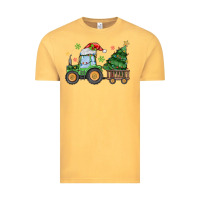 Vintage Mustard christmas tractor Vintage Tee - MaliasSmallBusiness