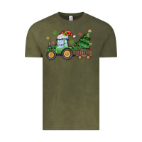 Vintage Olive christmas tractor Vintage Tee - MaliasSmallBusiness