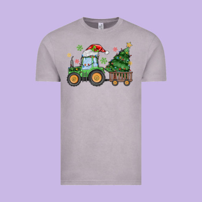 Christmas Tractor Vintage Tee Designed By Maliassmallbusiness