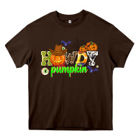 Chocolate Brown howdy halloween pumpkins Heavy Core Tee - AdoDesignShop