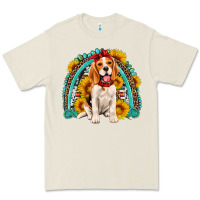 Bone beagle turquoise and sunflowers rainbow Premium Tee - Artiststas