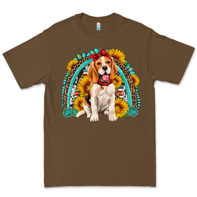 Beagle Turquoise And Sunflowers Rainbow Premium Tee by Artiststas | Teevron