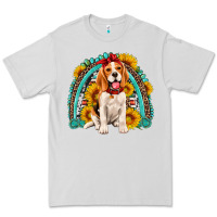 Dove Grey beagle turquoise and sunflowers rainbow Premium Tee - Artiststas