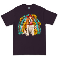 Plum beagle turquoise and sunflowers rainbow Premium Tee - Artiststas
