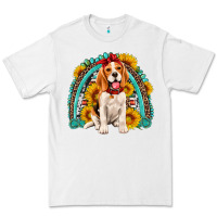 White beagle turquoise and sunflowers rainbow Premium Tee - Artiststas