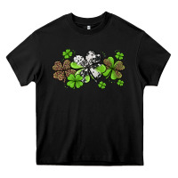 Black Western Cowhide Leopard Glitter Shamrocks Heavy Core Tee - Jasminsmagicworld