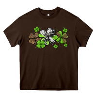 Chocolate Brown Western Cowhide Leopard Glitter Shamrocks Heavy Core Tee - Jasminsmagicworld