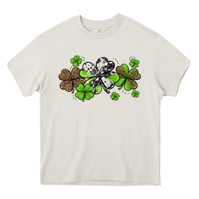 Western Cowhide Leopard Glitter Shamrocks Heavy Core Tee by Jasminsmagicworld | Teevron