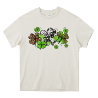 Cream Western Cowhide Leopard Glitter Shamrocks Heavy Core Tee - Jasminsmagicworld