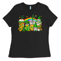 Black st patricks day gnomes coffee cups Ladies Tee - Jasminsmagicworld