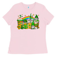 Bubblegum Pink st patricks day gnomes coffee cups Ladies Tee - Jasminsmagicworld