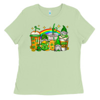 Matcha st patricks day gnomes coffee cups Ladies Tee - Jasminsmagicworld