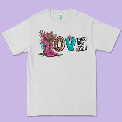 Valentines Day Love And Boots Premium Tee Designed By Adodesignshop