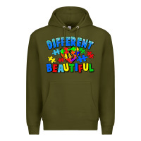 Army Green Different is beautiful Autism Premium Hoodie - CowGirlArtShop