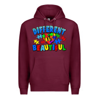 Burgundy Different is beautiful Autism Premium Hoodie - CowGirlArtShop