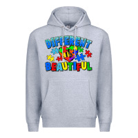 Heather Grey Different is beautiful Autism Premium Hoodie - CowGirlArtShop