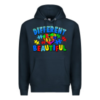 Navy Different is beautiful Autism Premium Hoodie - CowGirlArtShop