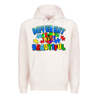 Pale Pink Different is beautiful Autism Premium Hoodie - CowGirlArtShop