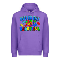 Purple Different is beautiful Autism Premium Hoodie - CowGirlArtShop