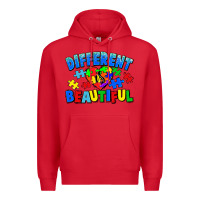 Red Different is beautiful Autism Premium Hoodie - CowGirlArtShop