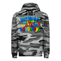 Slate Camo Different is beautiful Autism Premium Hoodie - CowGirlArtShop