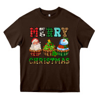 Chocolate Brown merry christmas with cupcakes Heavy Core Tee - AdoDesignShop
