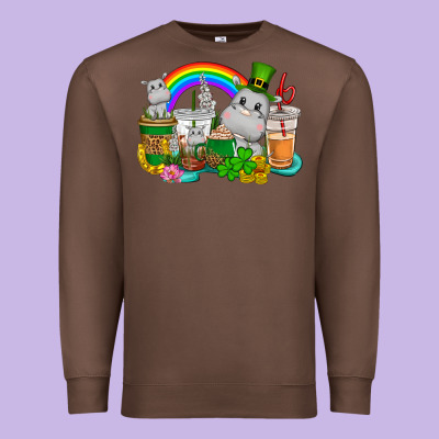 St. Patrick's Hippopotamus Coffee Cups Premium Sweatshirt Designed By Cowgirlartshop
