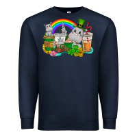 Navy St. Patrick's Hippopotamus coffee cups Premium Sweatshirt - CowGirlArtShop