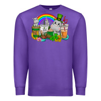 Purple St. Patrick's Hippopotamus coffee cups Premium Sweatshirt - CowGirlArtShop