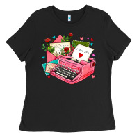 Black pink typewriter and letters Ladies Tee - AdoDesignShop