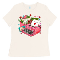 Bone pink typewriter and letters Ladies Tee - AdoDesignShop