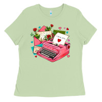 Matcha pink typewriter and letters Ladies Tee - AdoDesignShop