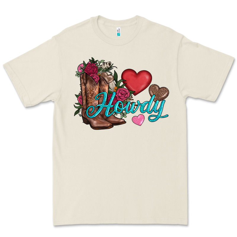 Valentines Day Howdy And Boots Premium Tee by AdoDesignShop | Teevron