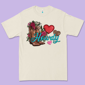 Valentines Day Howdy And Boots Premium Tee Designed By Adodesignshop