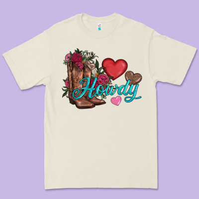 Valentines Day Howdy And Boots Premium Tee Designed By Adodesignshop