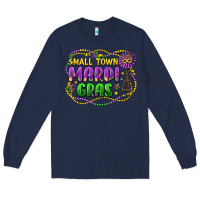 Navy small town mardi gras Long Sleeve Tee - LillyAllenDesigns