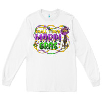 White small town mardi gras Long Sleeve Tee - LillyAllenDesigns