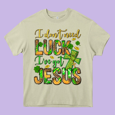 I Don't Need Luck I've Got Jesus Heavy Core Tee Designed By Jasminsmagicworld