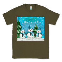 Army Green snowman Classic Tee - MaliasSmallBusiness