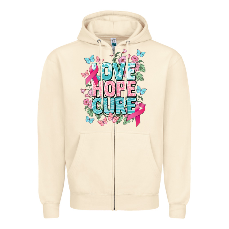 Love Hope Cure Cancer Awareness Zipper Hoodie by HowdyJamesFarm | Teevron