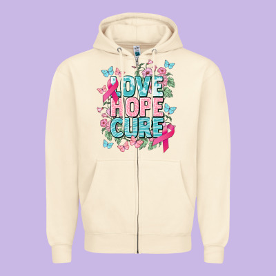 Love Hope Cure Cancer Awareness Zipper Hoodie Designed By Howdyjamesfarm