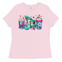 Bubblegum Pink turtle coffee cups Ladies Tee - Jasminsmagicworld