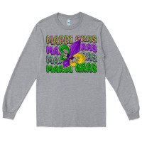 Heather Grey mardi gras with fleur de lis Long Sleeve Tee - LillyAllenDesigns