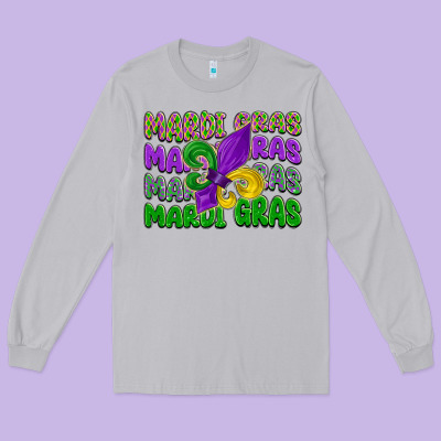Mardi Gras With Fleur De Lis Long Sleeve Tee Designed By Lillyallendesigns